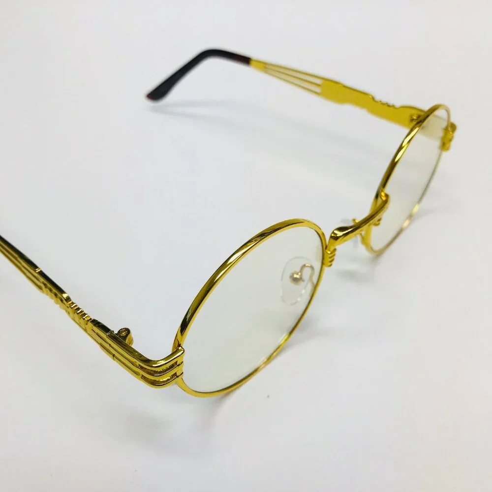 Round Clear Lens Men Sunglasses Gold‎ Frame Hip Hop Style Buffs Migos Classic